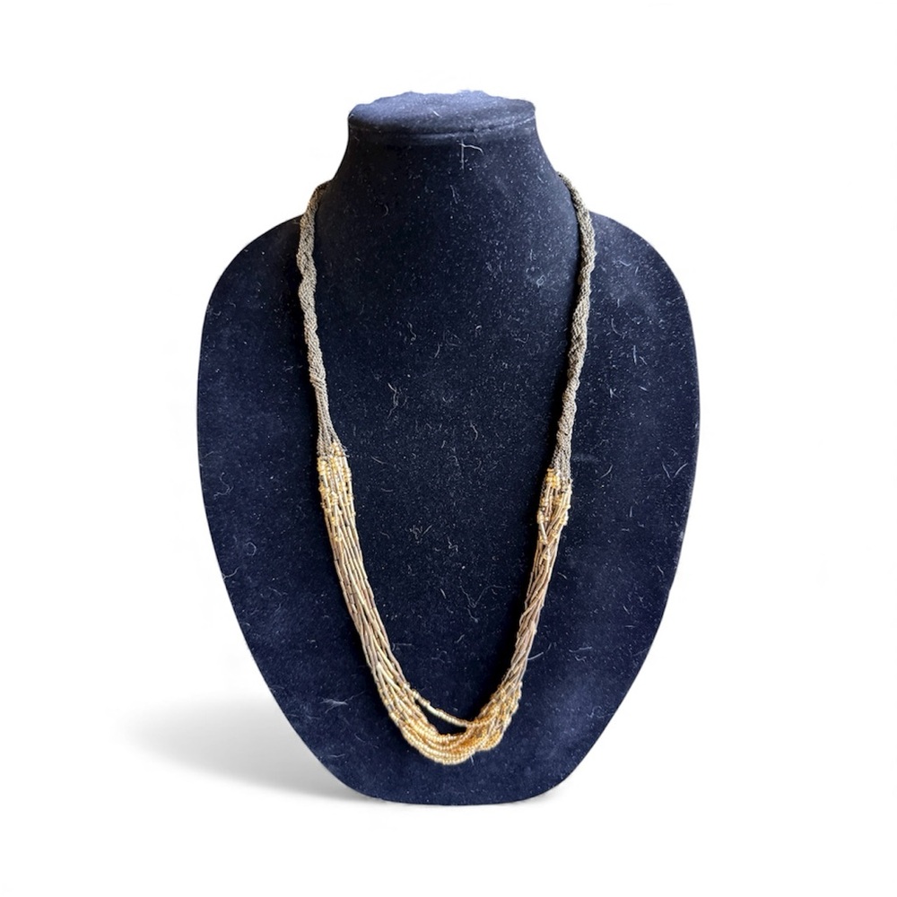 NWT Coldwater Creek Antique Gold Tone Layered Bead & Metal Necklace